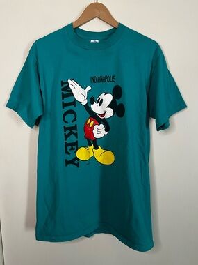 Vintage 90s Velva Sheen USA Made Mickey Mouse Indianapolis T Shirt L